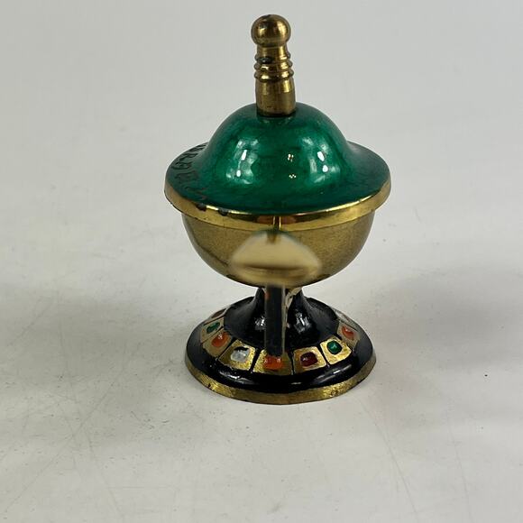 Vtg Brass Enamel Incense Burner Lamp Miniature Handpainted Middle Eastern Decor - Picture 5 of 16